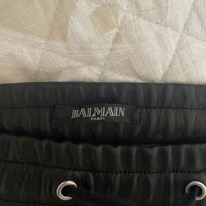 Black Leather Rare Balmain Jeans